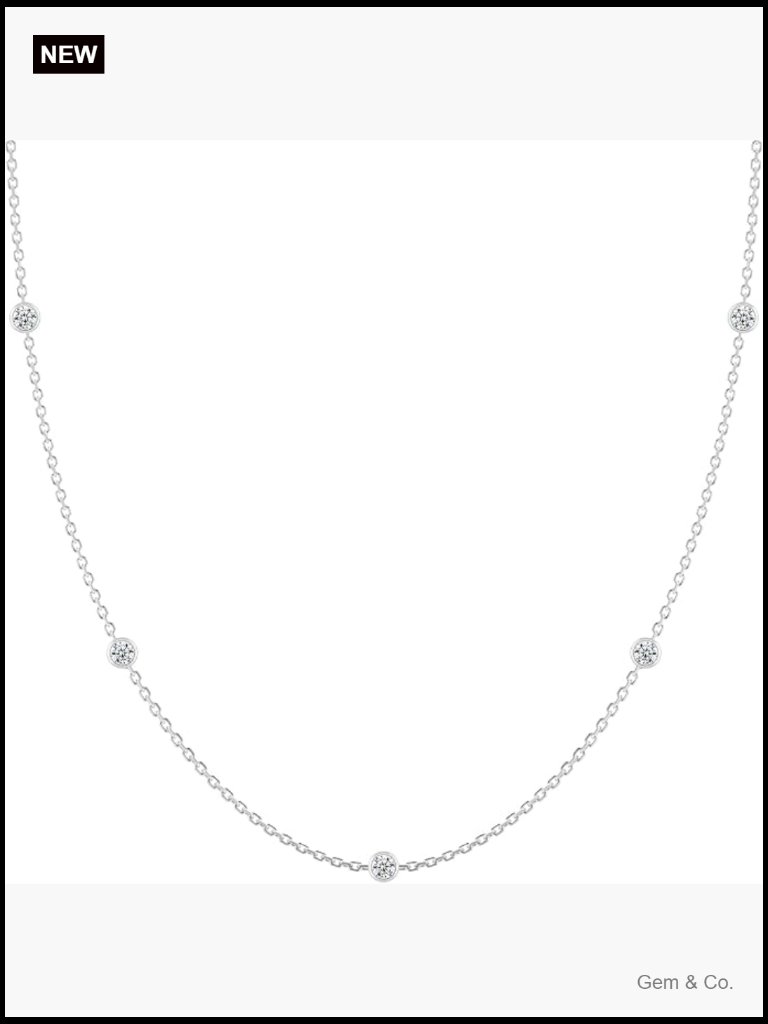 0.5 Ct Moissanite Station Necklace, 14k Gold Over Silver, Adjustable